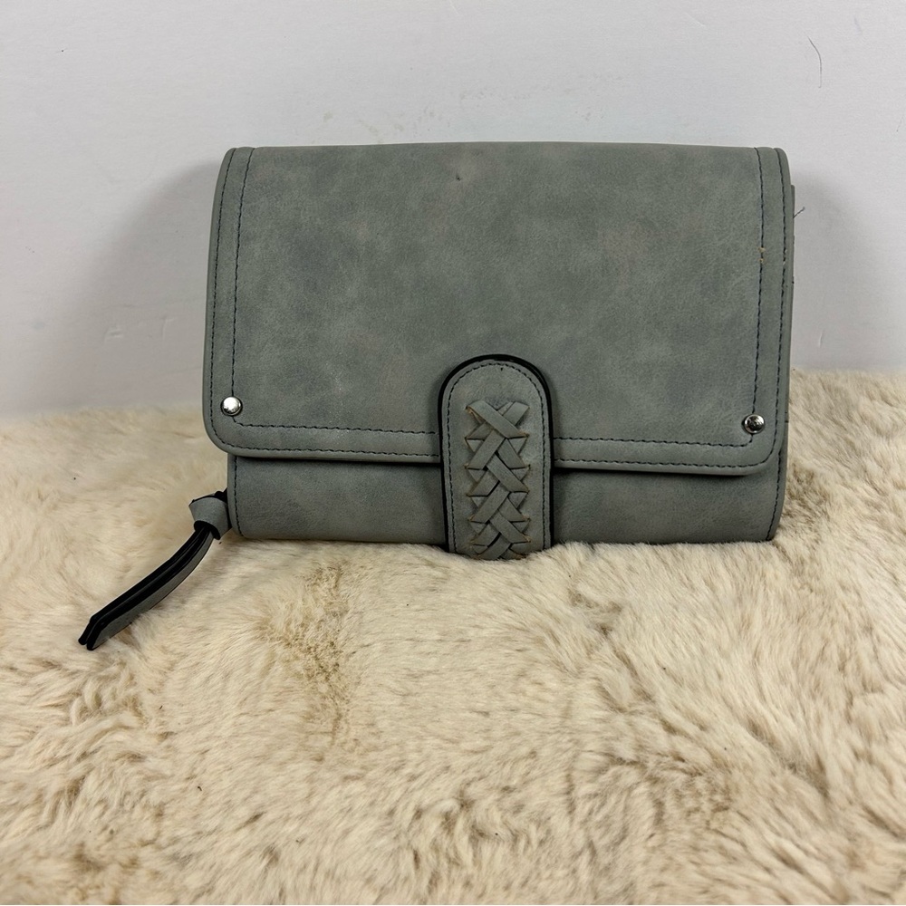 Source Unknown Grayish‎ Green Clutch with Braided Detail
